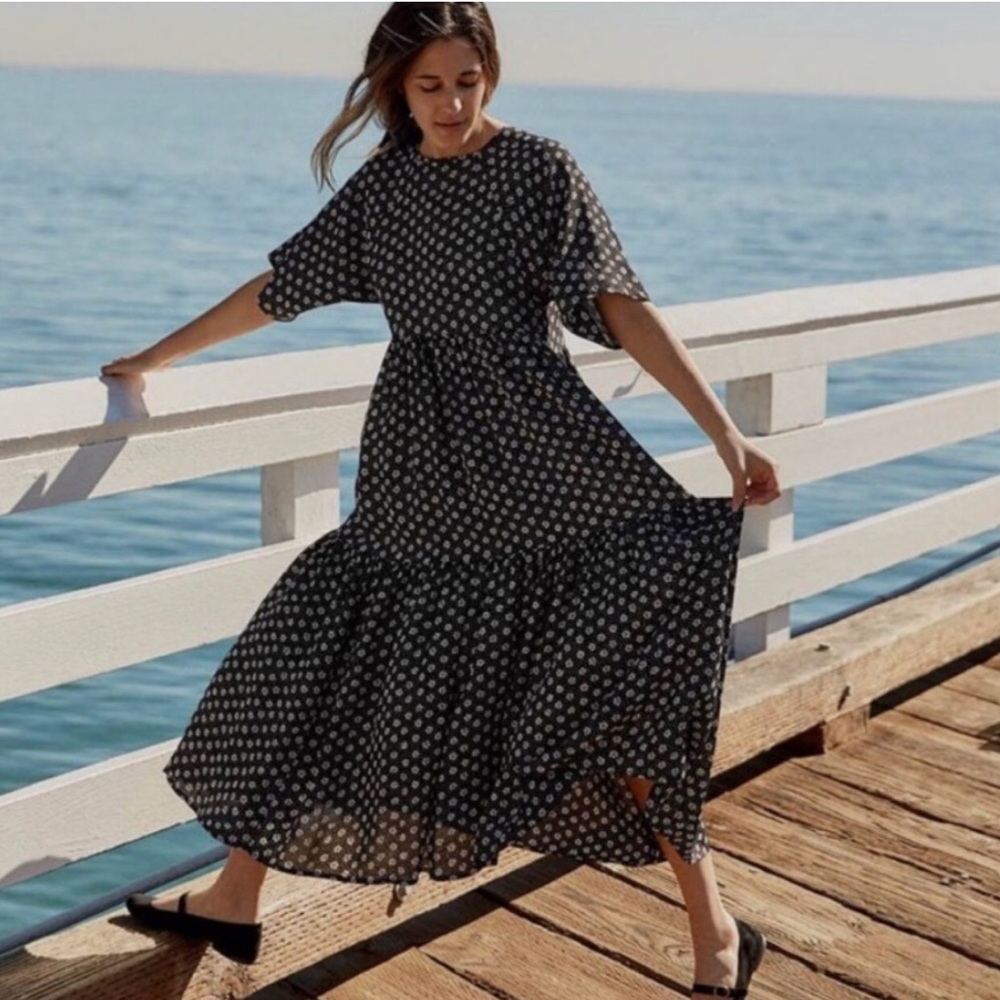 Christy Dawn Theo Dress / Black Block-print / S/M